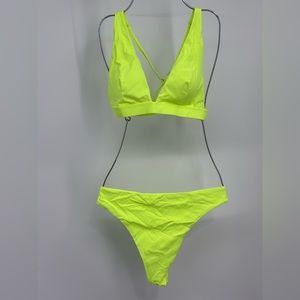 ZAFUL Women's Solid Spaghetti Strap Bralette Bikini Set Two Piece Swimsuit